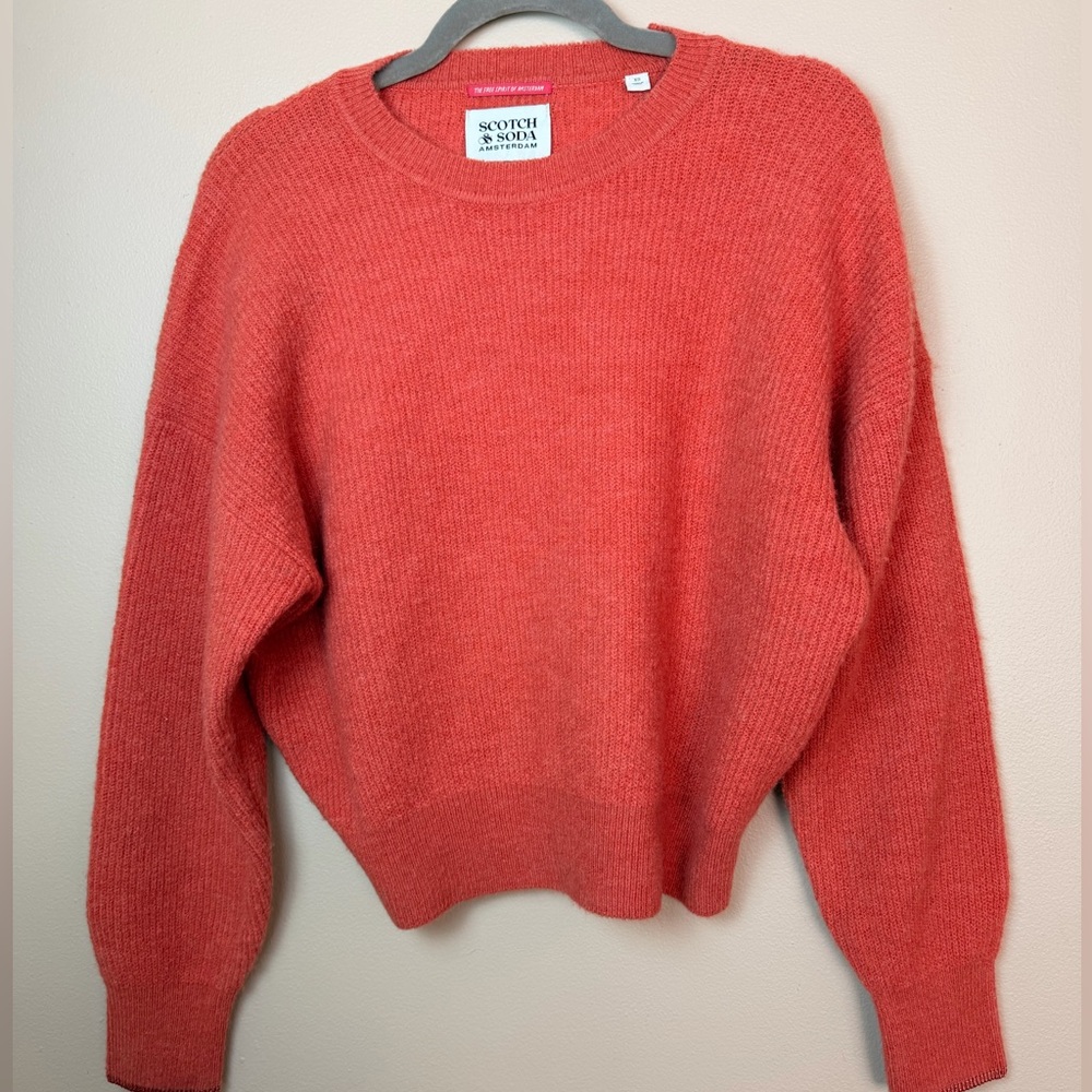 Scotch & Soda Alpaca wool Fuzzy Crew Neck Pullover in  Negroni Mélange XS EUC